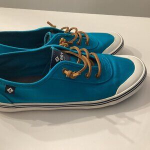 Women's, SPERRY Top Sider shoes, Size 9, Aqua Blue, Laces, Mod. STS86891, Canvas